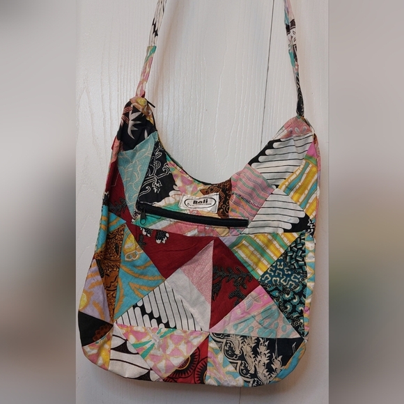 Boho Colorful Patchwork Crossbody Hippie Cotton Pouch Indie Tote Batik Hip Hop - Picture 1 of 8